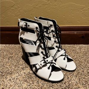 Women's White Strappy Wedge Sandals